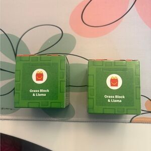 TWO minecraft mcdonald’s block toys, “grass block and llama”